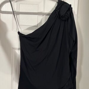 Abercrombie & Fitch Black One Sleeve Rosette Top